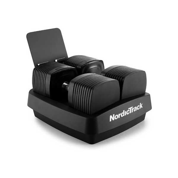 Mancuernas ajustables NordicTrack iSelect de 50 lb, funciona con Alexa, se vende por par