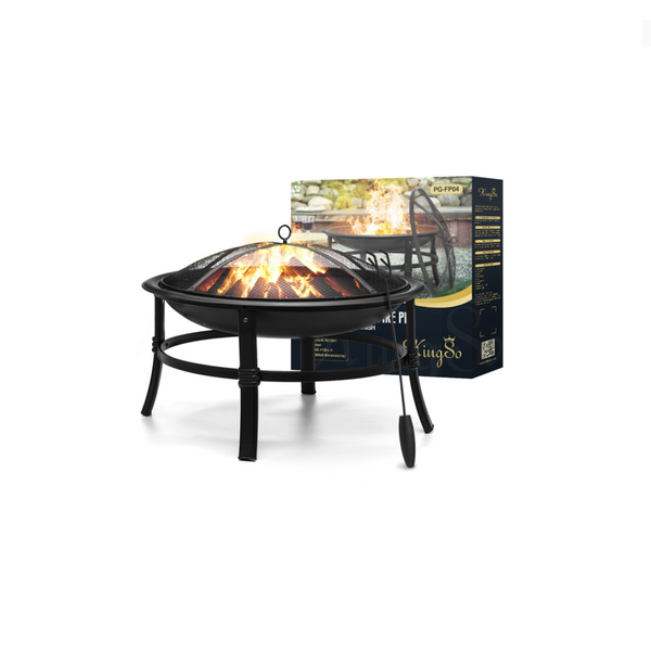 26 inch Outdoor Fire Pit with Mesh Screen and Fire Poker