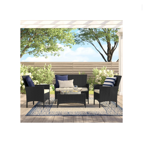 4 Piece Wicker Outdoor Patio Set (2 Colors)