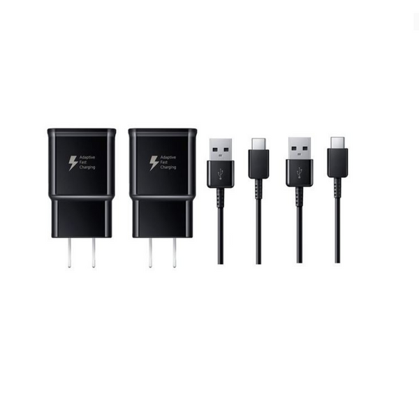 2 cargadores de pared rápidos Samsung de 15 W y cables USB-A a USB-C de 5 pies