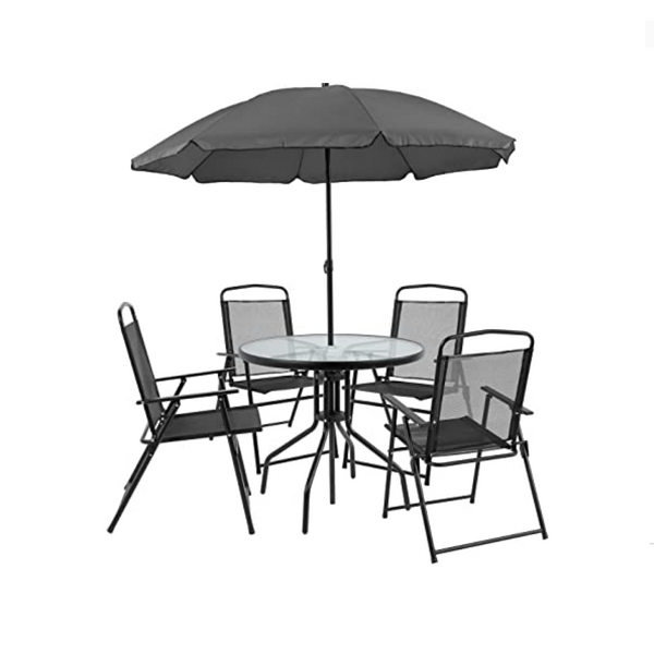 6 Piece Patio Garden Set with Umbrella Table