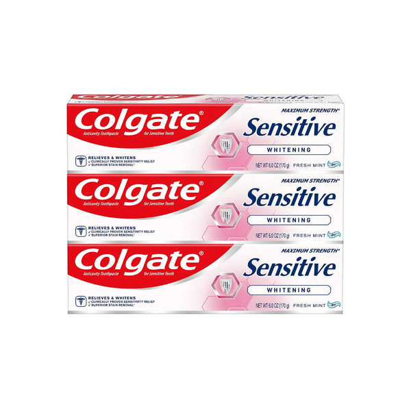 Paquete de 3 pastas de dientes blanqueadoras sensibles Colgate