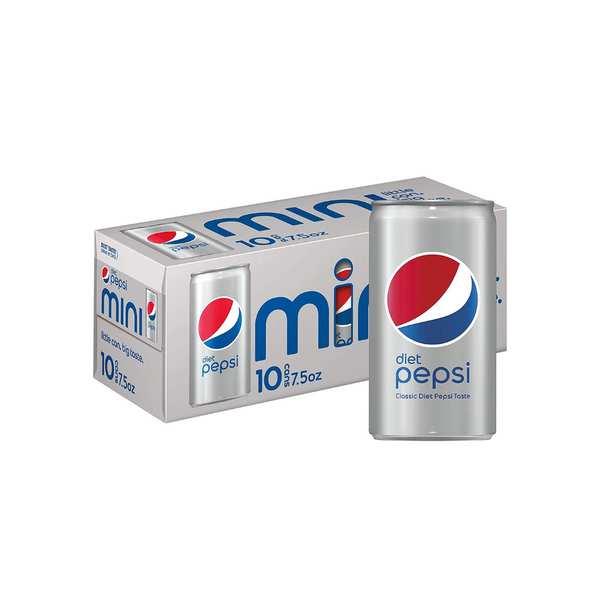 10 mini latas de refresco dietético Pepsi