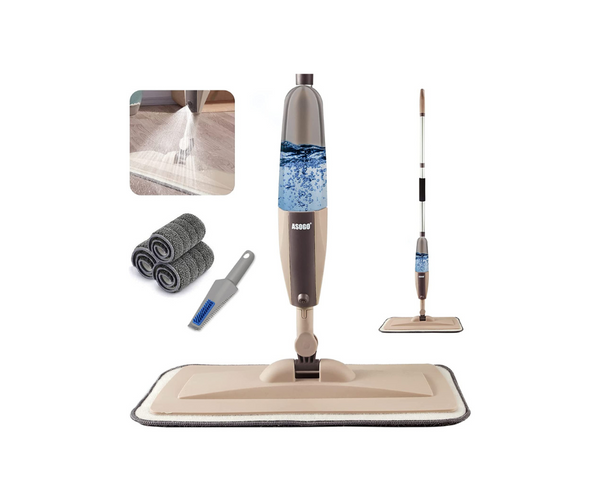 Spray Mop With 3 Washable Pads & 1 Scraper