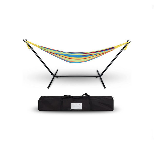 Project One Double Cotton Hammock with Space Saving Steel Stand (4 Colors)