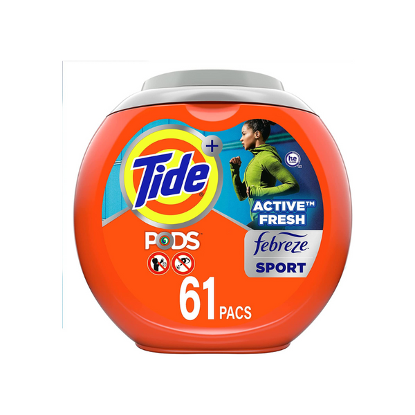 61 PODS Tide 4 en 1 Febreze Sport Odor Defense