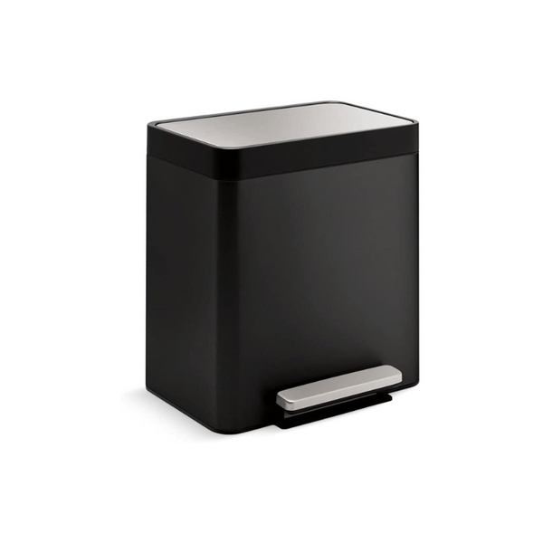 Kohler 8-Gallon Compact Black Stainless Step Trash Can