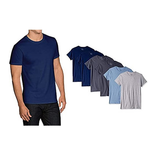 6 Fruit of the Loom Men's ag Free Short Sleeve Crew T-Shirts