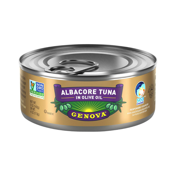 12 latas de atún albacora premium Genova 5 oz de aceite de oliva con sal marina