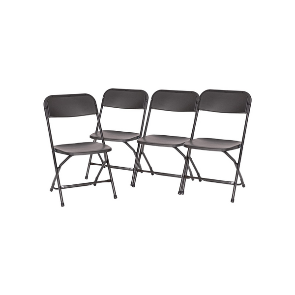 Set of 4 Flash Furniture Black Plastic Folding Chairs