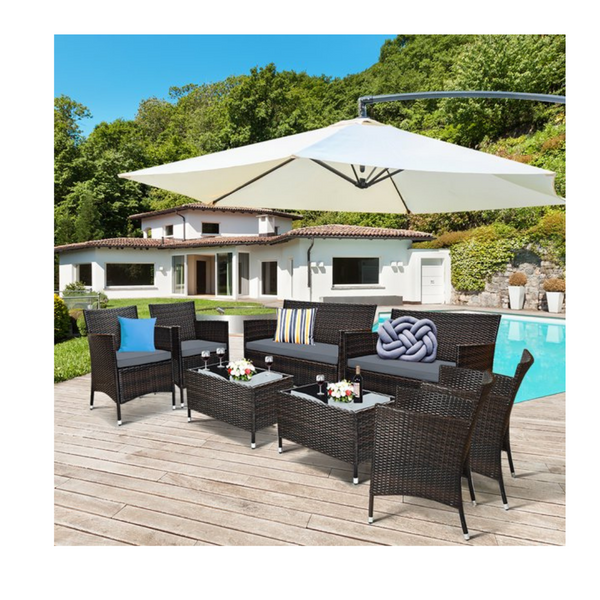 8 Piece Rattan Patio Furniture Set (4 Colors)