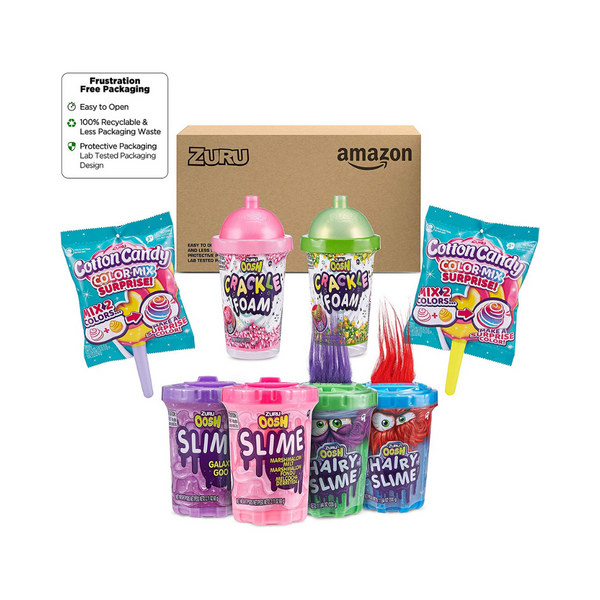 Oosh Slime Kit With Scented Fluffy Color Mix Slime, Crackle Foam, Hairy Slime, And More