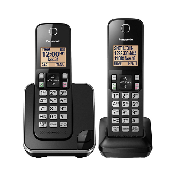 Panasonic Expandable Cordless Phone System with Amber Backlit Display, 2 Handsets