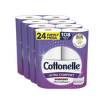 24 mega rollos (108 regulares) de papel higiénico suave Cottonelle Ultra ComfortCare