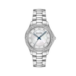 Bulova Ladies' Stainless Steel Watch with Crystals and Mother-of-Pearl Dial