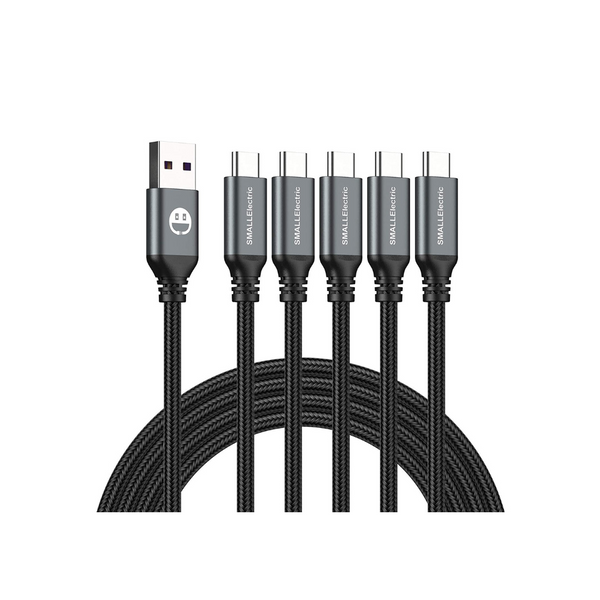 Pack of 5 Fast Charging USB Type-C to A Braided Cables