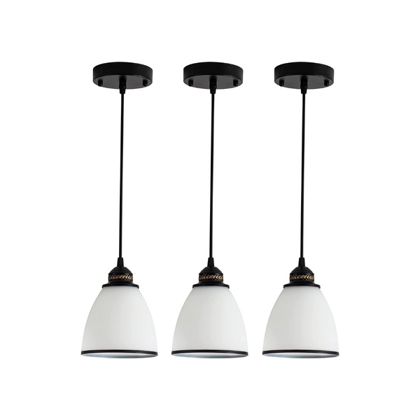 Farmhouse Kitchen Pendant Lighting with Handblown White Glass Shade