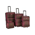 4 Piece Rockland Adults Jungle Softside Upright Luggage Set