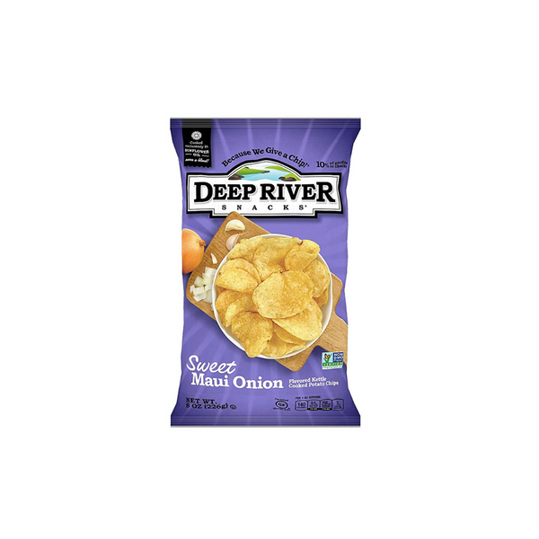 12 Bags Of 8oz Deep River Snacks Sweet Maui Onion Kettle Cooked Potato Chips