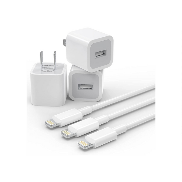 3 iPhone USB Wall Chargers and Cables