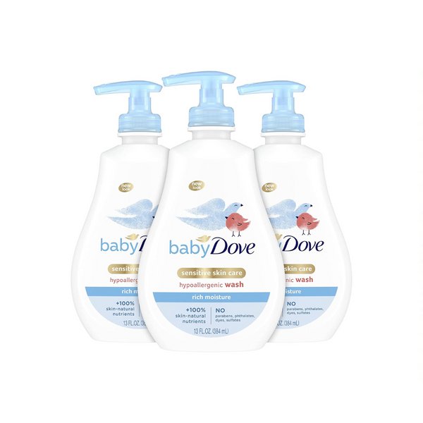 3 Bottles of Baby Dove Baby Wash and Shampoo