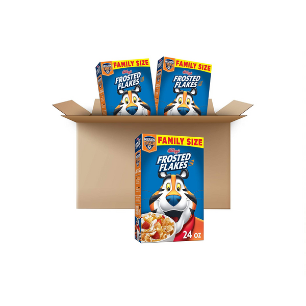 3 Family Size Boxes Of Kellogg’s Frosted Flakes Breakfast Cereal