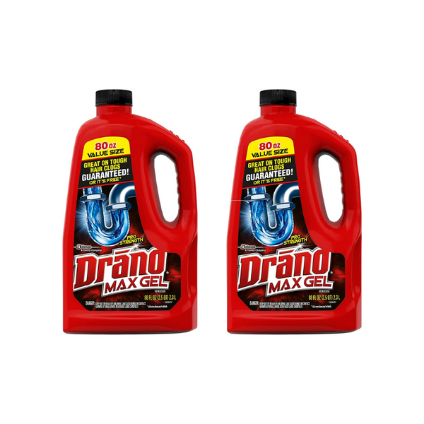 2 botellas de limpiador y removedor de obstrucciones de drenaje en gel Drano Max