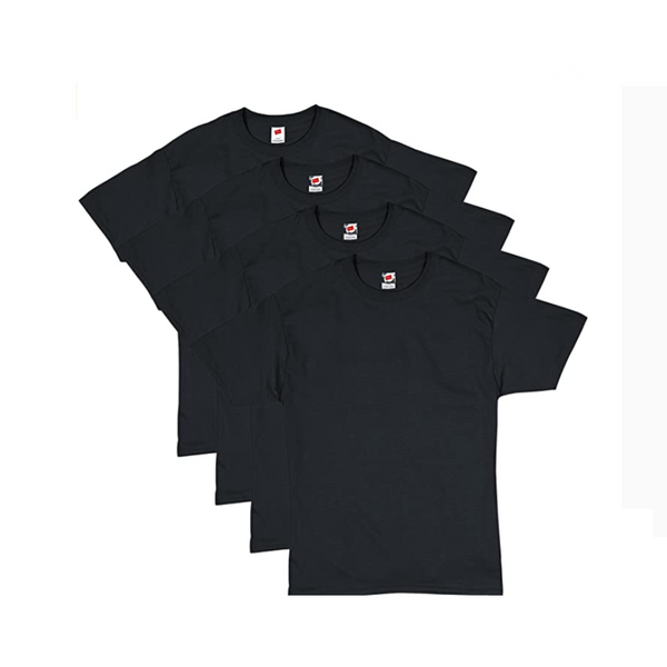 Paquete de 4 camisetas negras de manga corta Essentials para hombre de Hanes