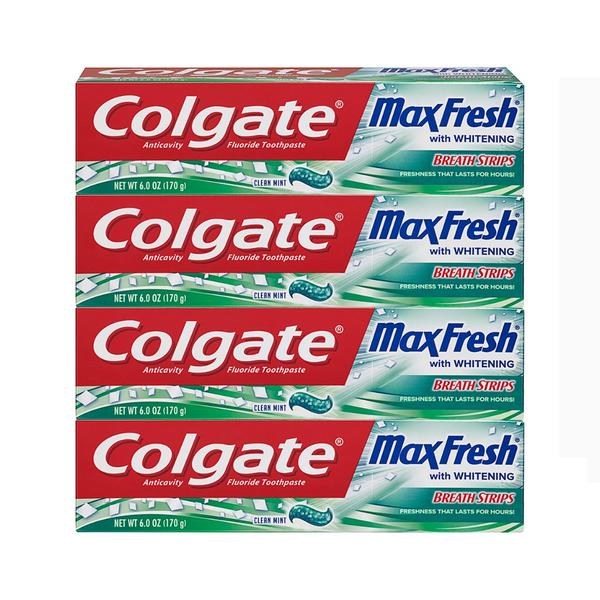 Colgate Max Fresh Whitening Toothpaste with Breath Strips, Clean mint