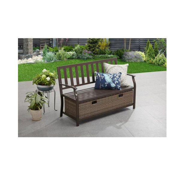 Outdoor Storage Wicker Bench