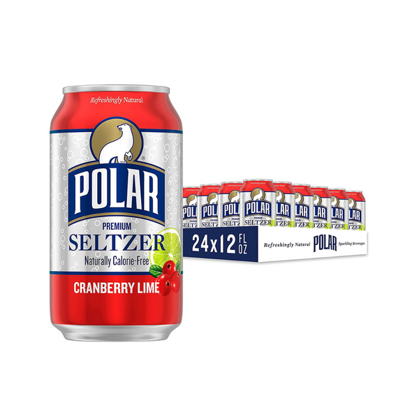 24 Pack Of Polar Seltzer Water Cranberry Lime 12oz Cans