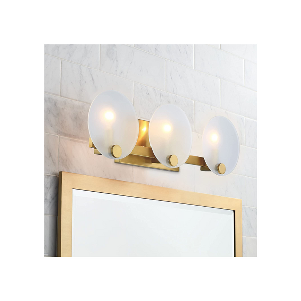 3-Light Gold Wall Sconce Brushed Brass Bathroom Vanity Light