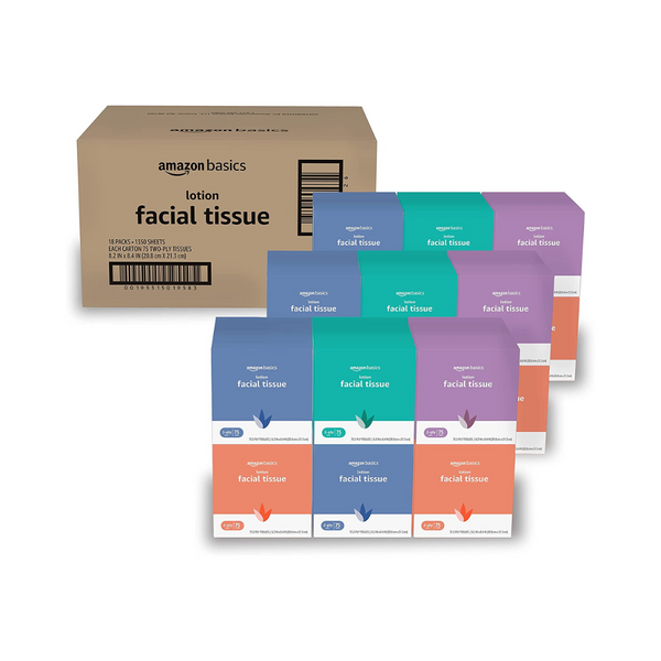 18 cajas de pañuelos ultra faciales con loción Amazon Basics