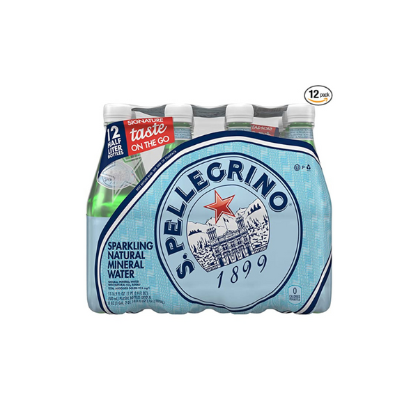 12 botellas de agua mineral natural con gas S.Pellegrino