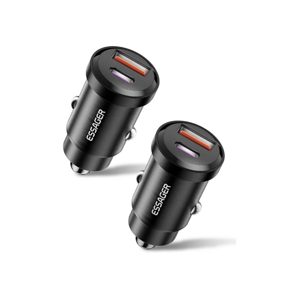 2-Pack 30W 2 Port USB Tyep-C Car Charger Adapter