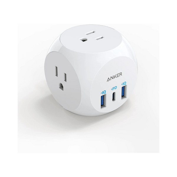 Extensor de salida Anker con cargador USB C de 30 W, 3 puertos USB y 3 salidas