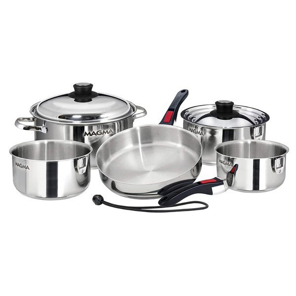 MAGMA Products 10 Piece Gourmet Nesting Stainless Steel Induction Cookware Set