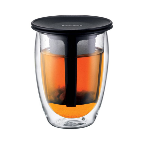 12oz Bodum Tea for One Tea Strainer w/ Double Wall Glass Set