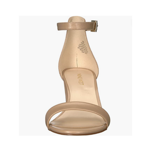 Nine West Women’s Pruce Heeled Sandal In Natural Or Black Leather