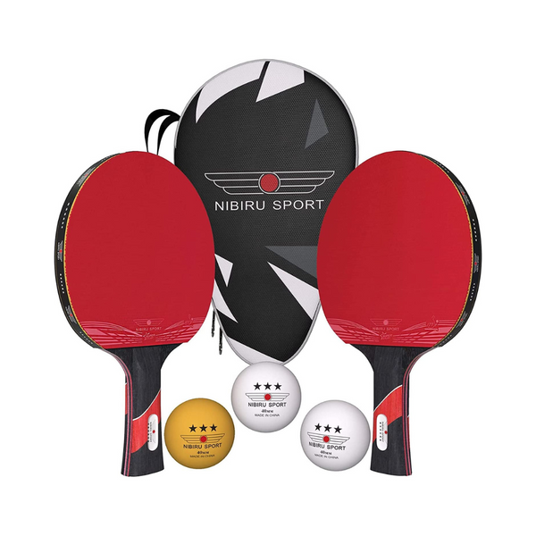 Set of 2 Nibiru Sports Ping Pong Paddles w/ 3 Balls & Portable Case