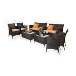 Gymax 8-Piece Patio Rattan Outdoor Furniture Set with Cushioned Chair Loveseat Table