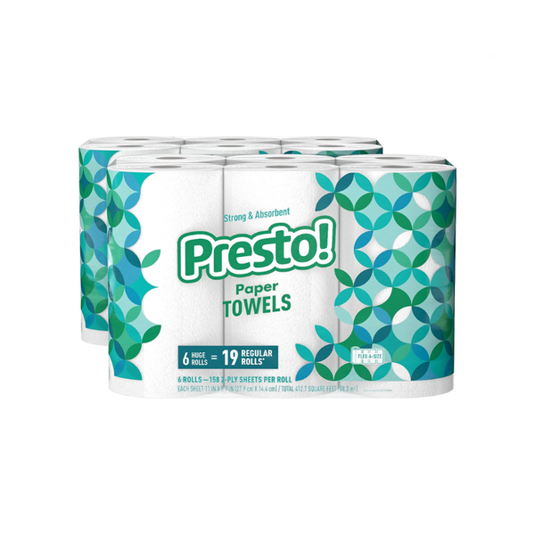 24 Huge Rolls = 76 Regular Rolls Presto! Flex-a-Size Paper Towels