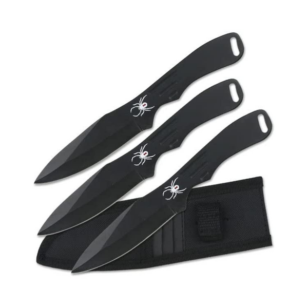 Paquete de 3 cuchillos arrojadizos BladesUSA Perfect Point de 8" con funda