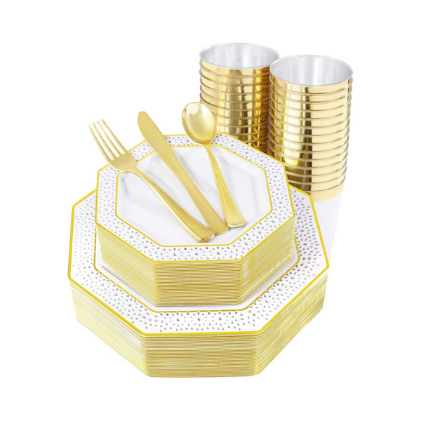 180pcs Gold Dinnerware Set