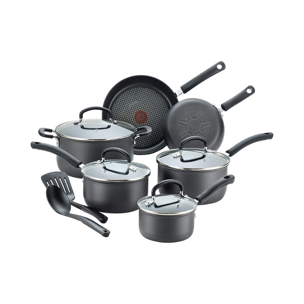 Juego de utensilios de cocina antiadherentes anodizados duros de 12 piezas T-fal Ultimate