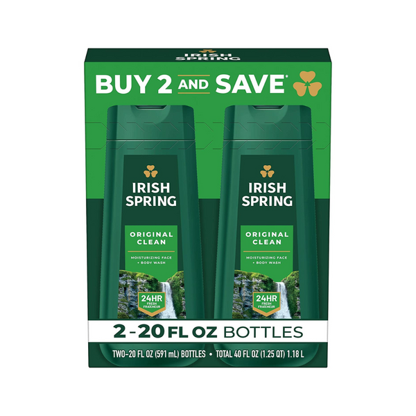 Pack of 2 Irish Spring Original Clean Body Wash for Men