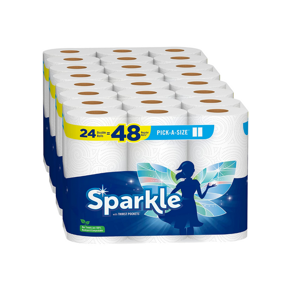 24 rollos dobles (= 48 rollos regulares) de toallas de papel Sparkle Pick-A-Size