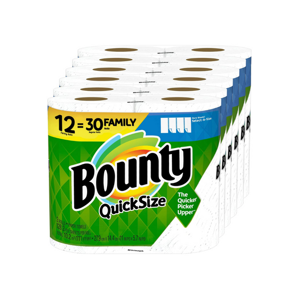 12 rollos familiares (30 regulares) de toallas de papel Bounty