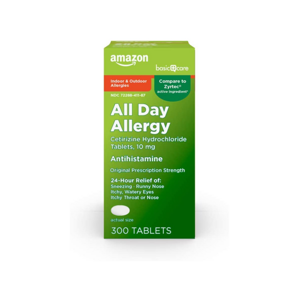 300-Count Amazon Basic Care 10mg All Day Allergy Antihistamine Tablets