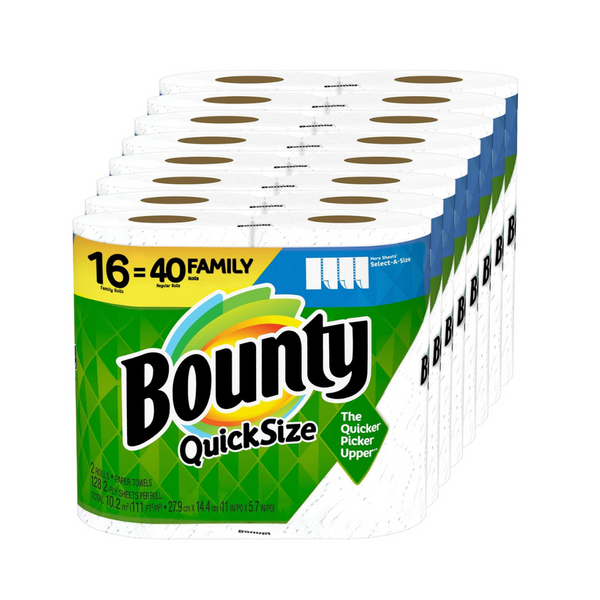 16 Family (40 Regular) Rolls Of Bounty Quick-Size Paper Towels